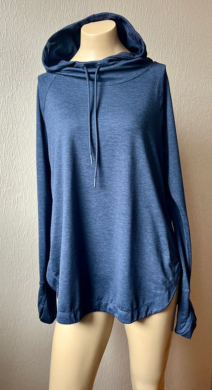 Athleta Uptempo Hoodie Sweatshirt Medium Athleisure Hiking Oversized Navy Blue